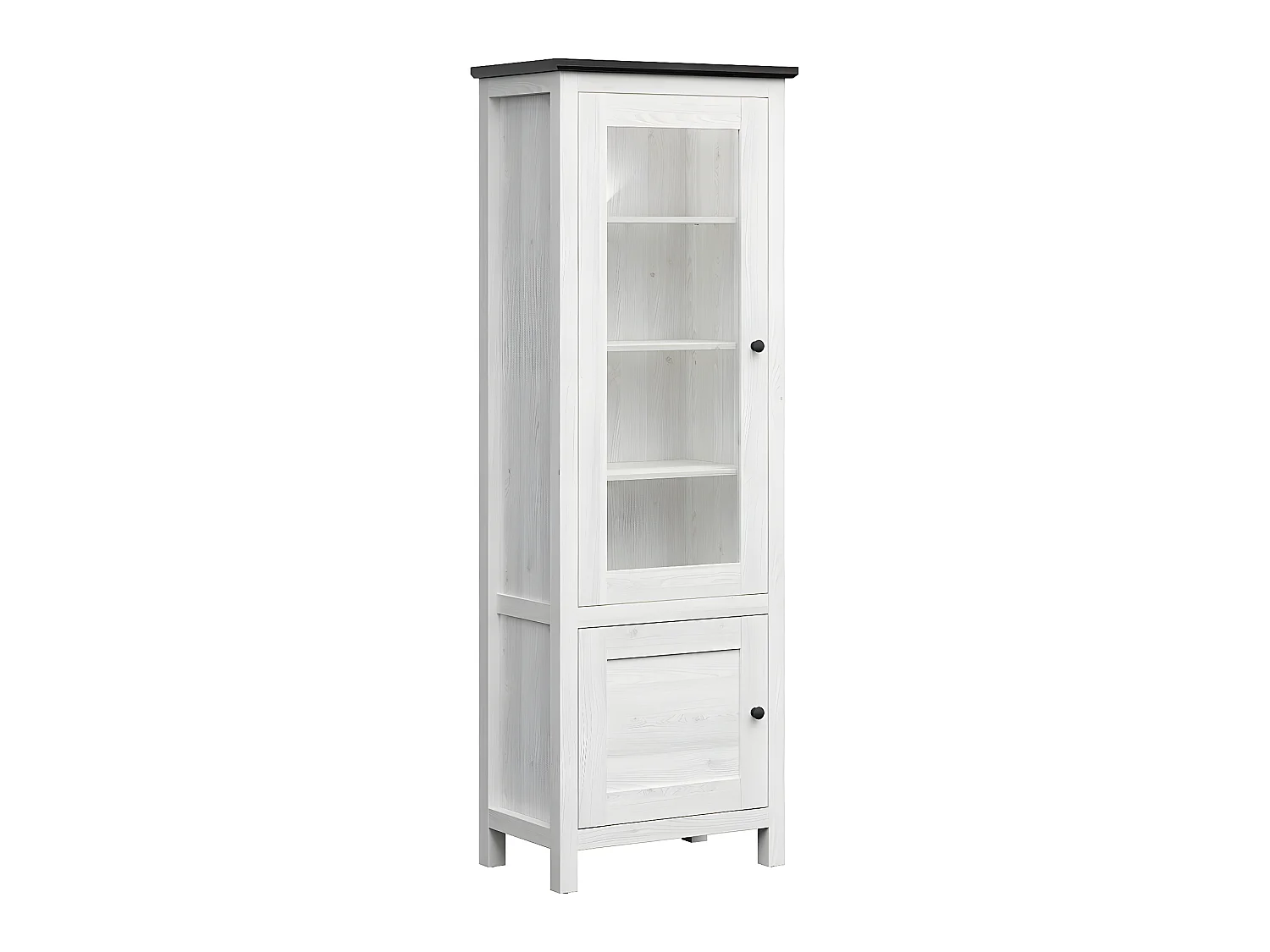 2-deurs vitrinekast met LED Eend Wit en Donker Hout