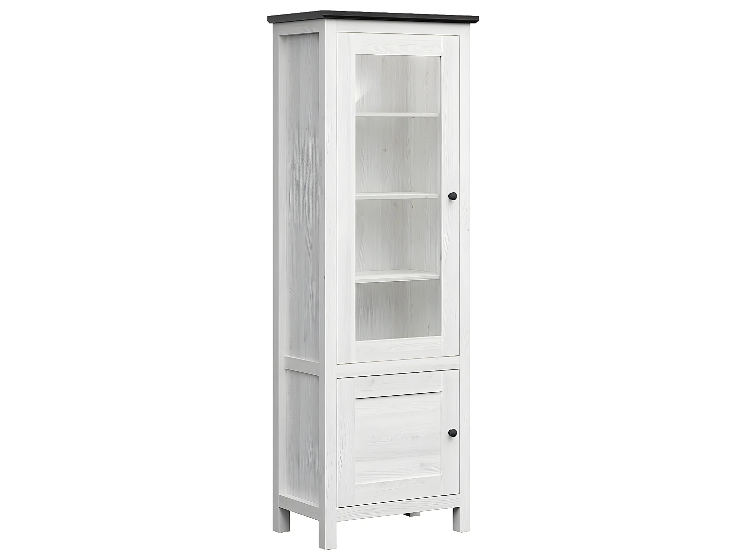 Vitrine 2 portes avec LED Duck Blanc et Bois foncé