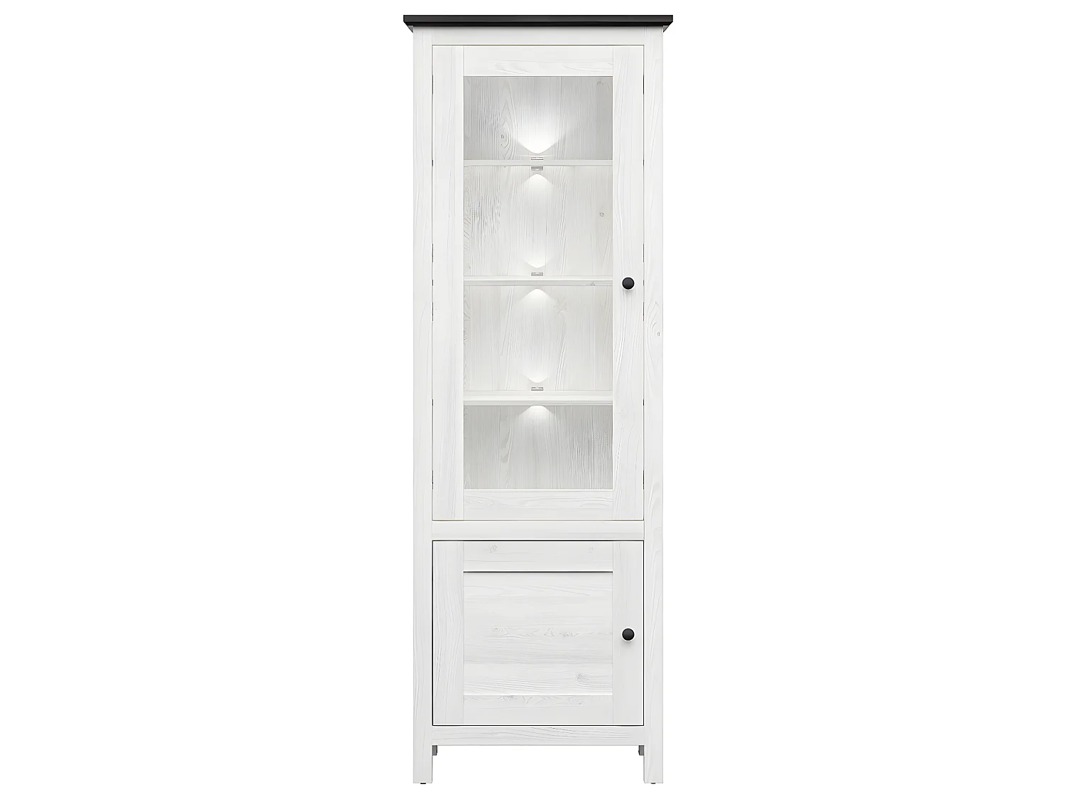 Vitrine 2 portes avec LED Duck Blanc et Bois foncé