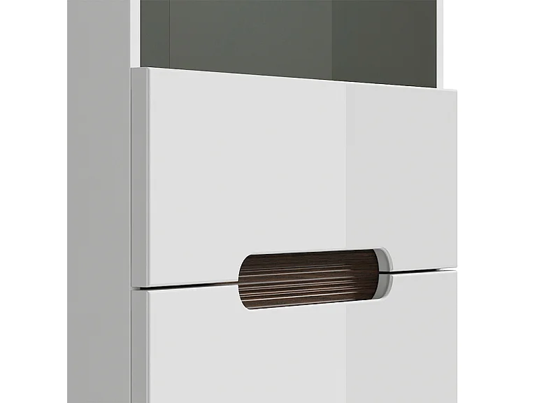 2-deurs vitrine met LED Darrel Wit lak en Hout