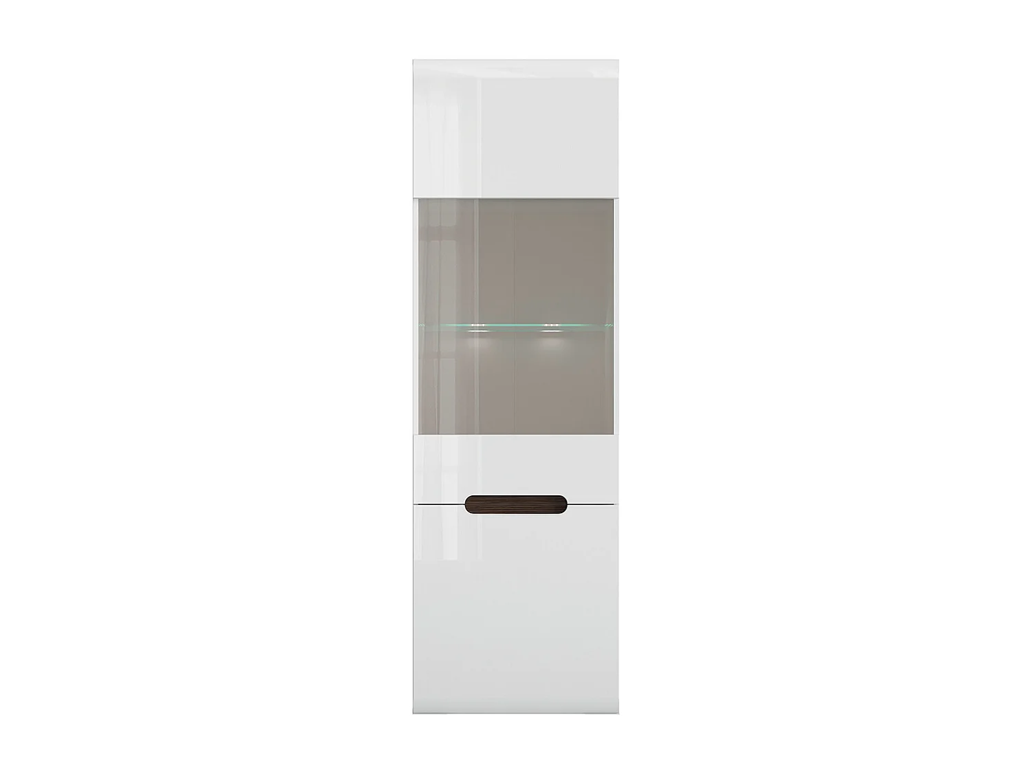 2-door showcase with LED Darrel White lacquer and Wood
