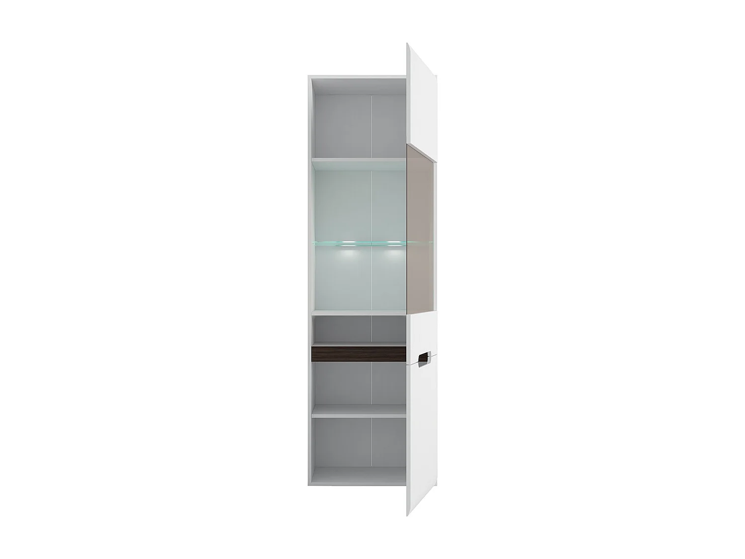 2-door showcase with LED Darrel White lacquer and Wood