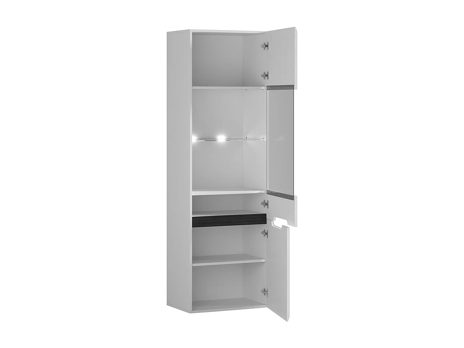 2-door showcase with LED Darrel White lacquer and Wood