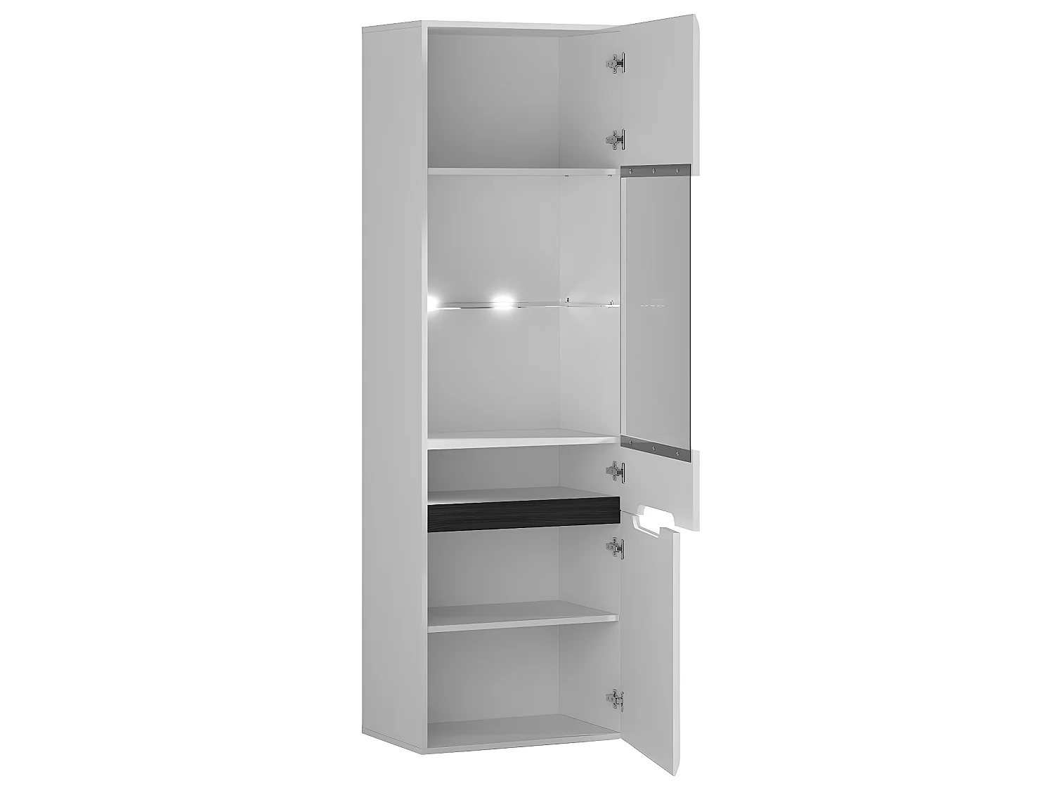 Vitrine 2 portes avec LED Darrel Blanc laqué et Bois