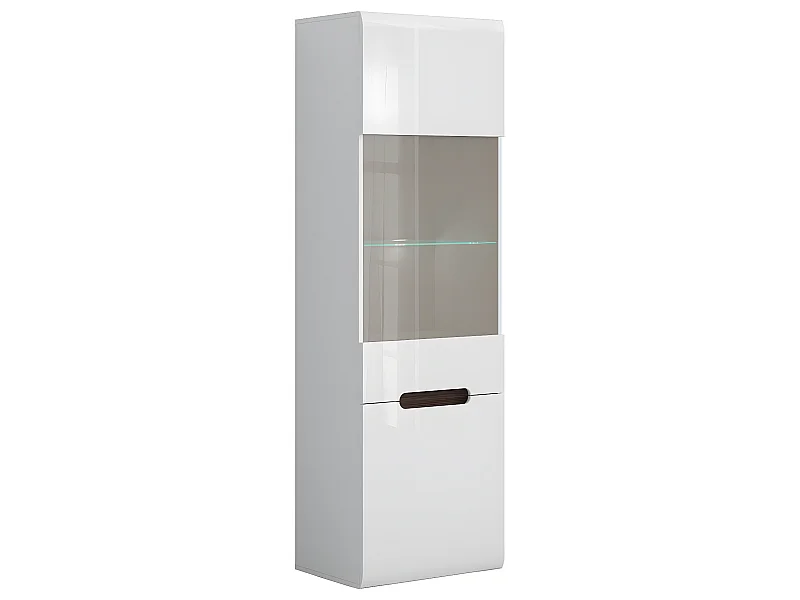 Vitrine 2 portes avec LED Darrel Blanc laqué et Bois