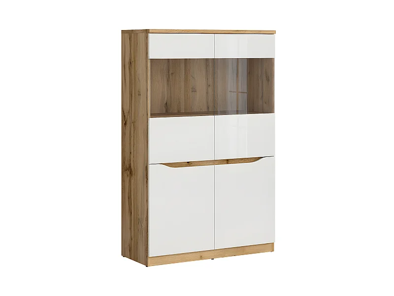 Vitrina de 2 portas June Branco e Madeira