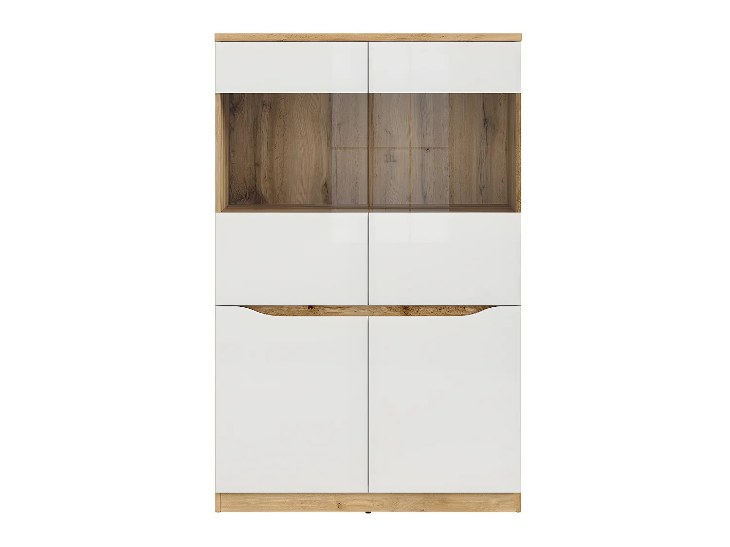2-deurs vitrinekast juni wit en hout