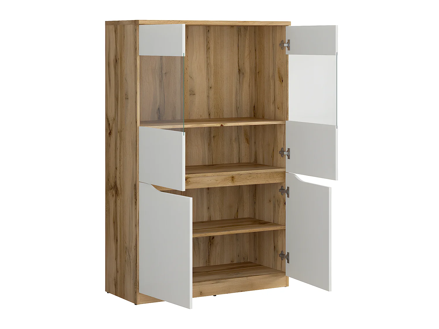 2-deurs vitrinekast juni wit en hout