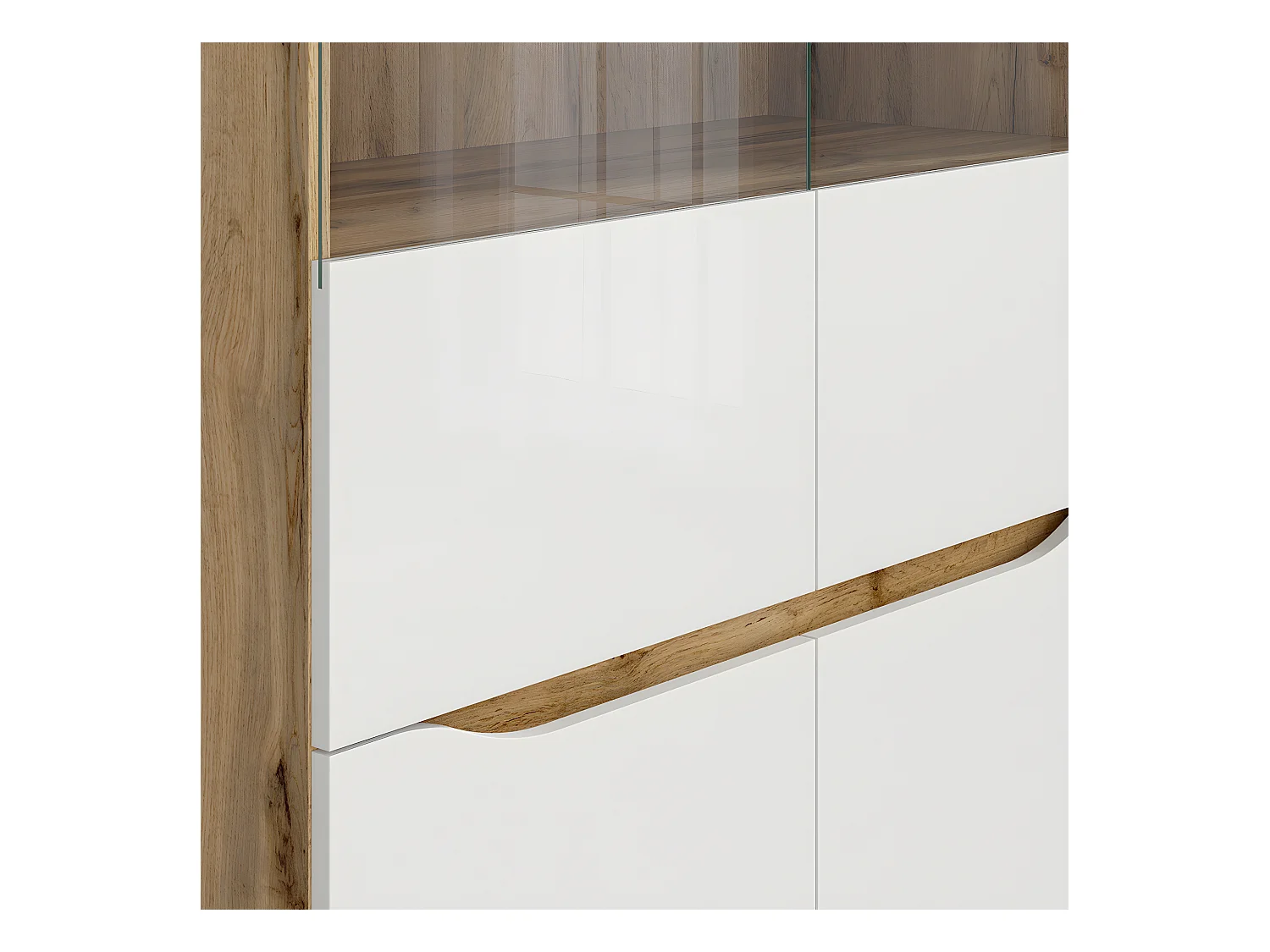 2-deurs vitrinekast juni wit en hout