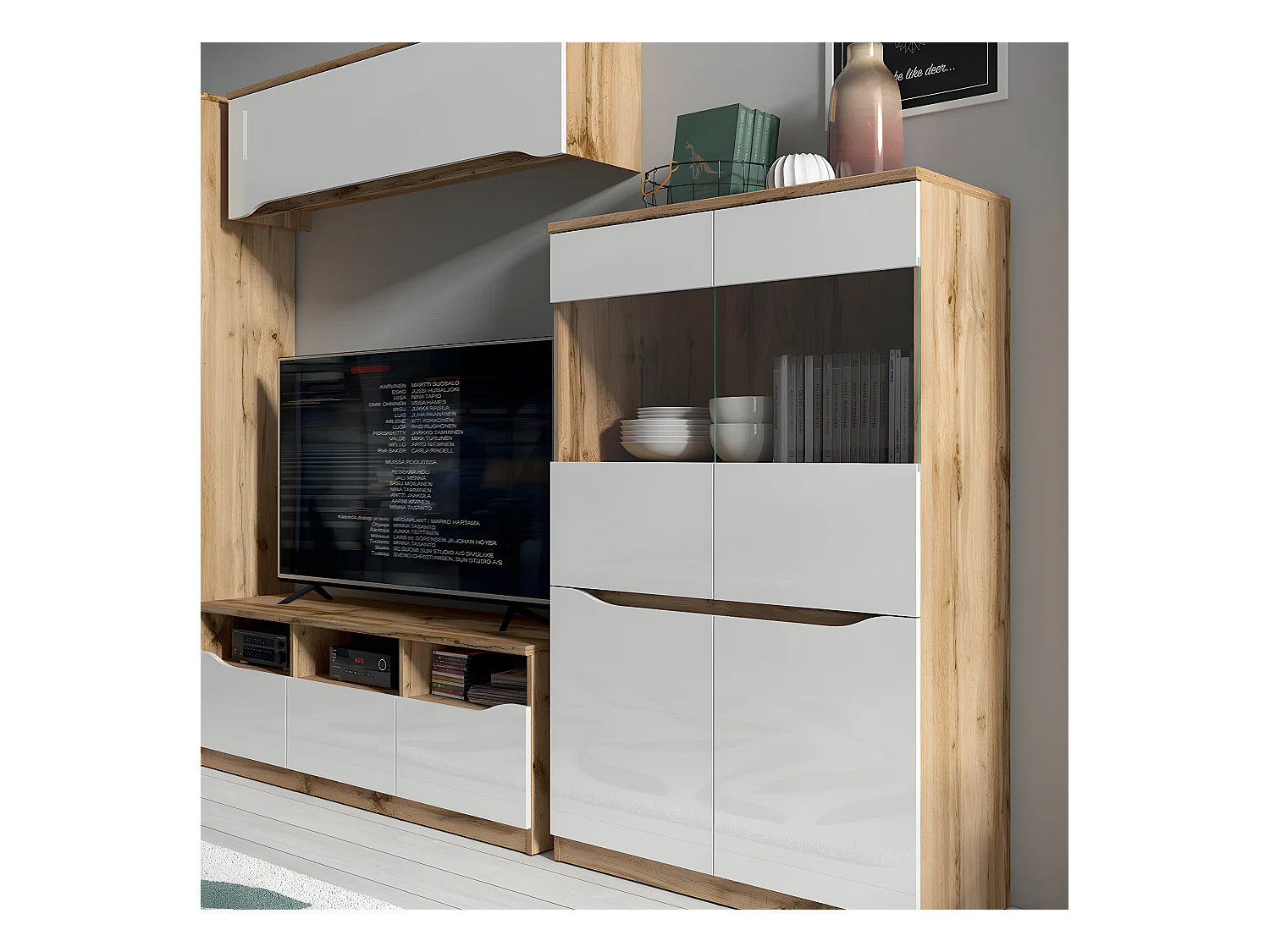 2-deurs vitrinekast juni wit en hout