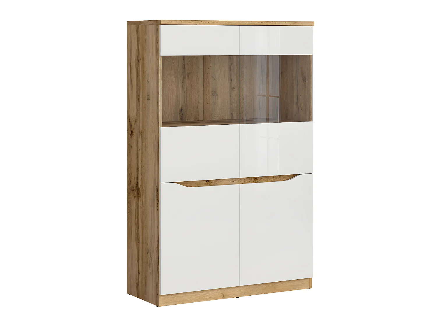 2-deurs vitrinekast juni wit en hout