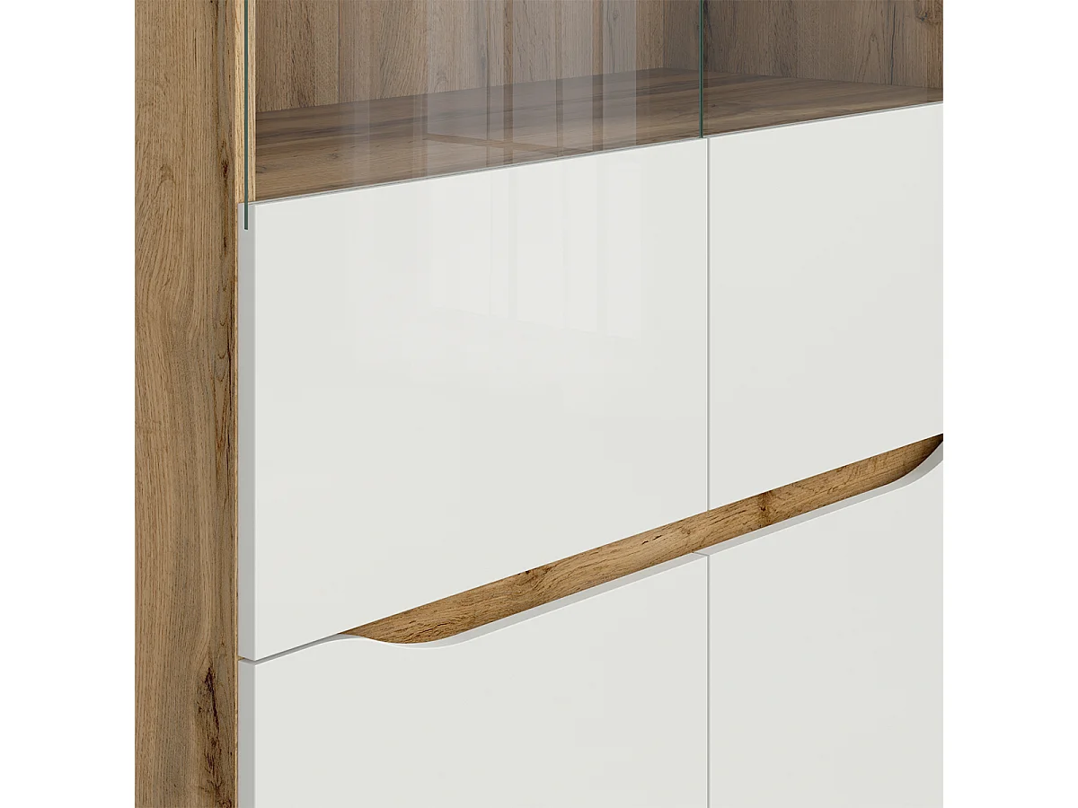 2-türige Vitrine June Weiß und Holz