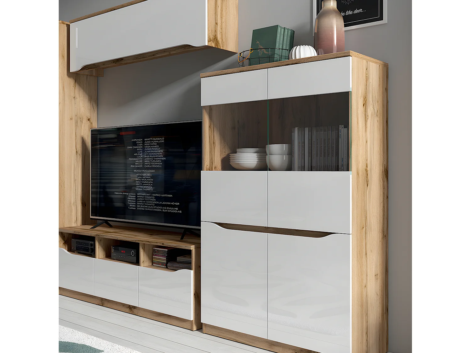 Vitrine 2 portes June Blanc et Bois