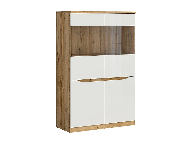 2-türige Vitrine June Weiß und Holz