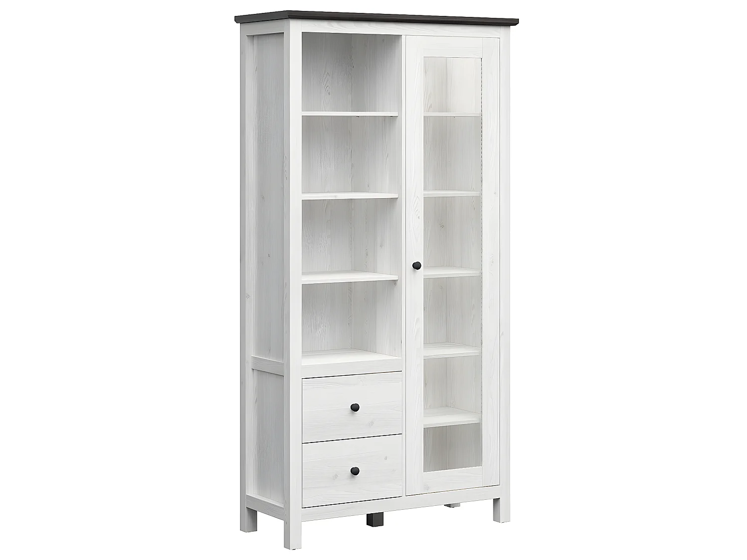 1-deurs servieskast met 2 laden met LED Duck Wit en Donker Hout