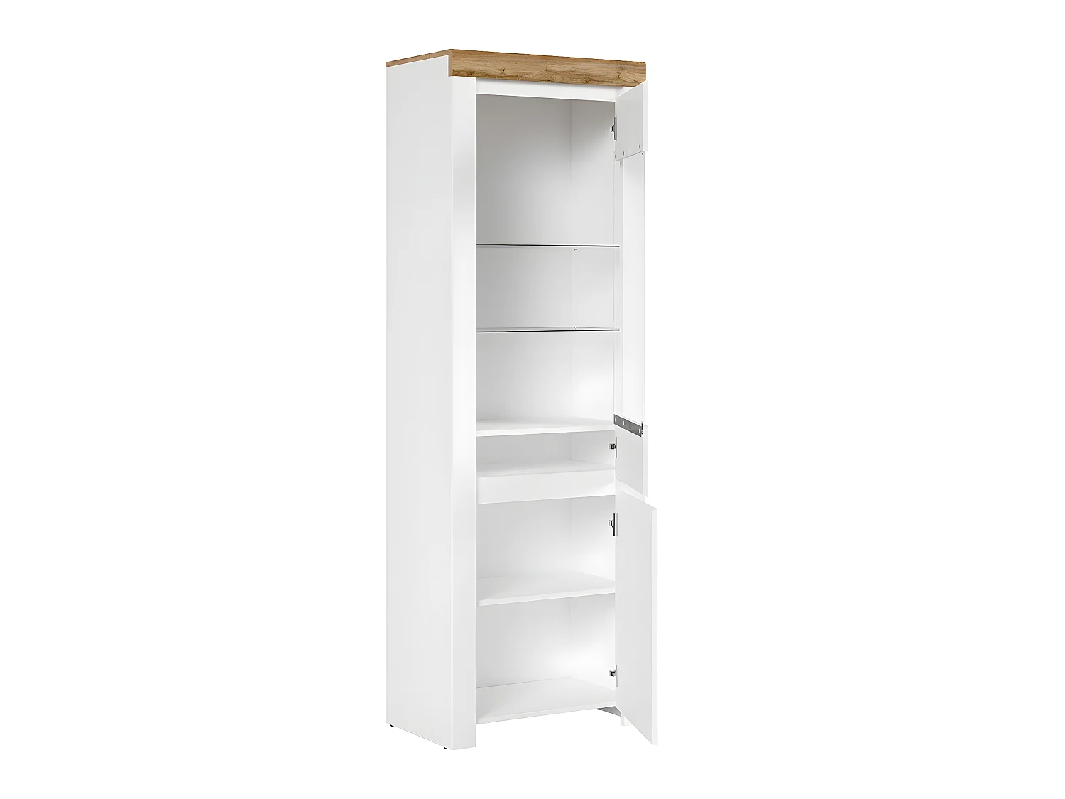 Hella Wit en Hout 2-deurs vitrinekast