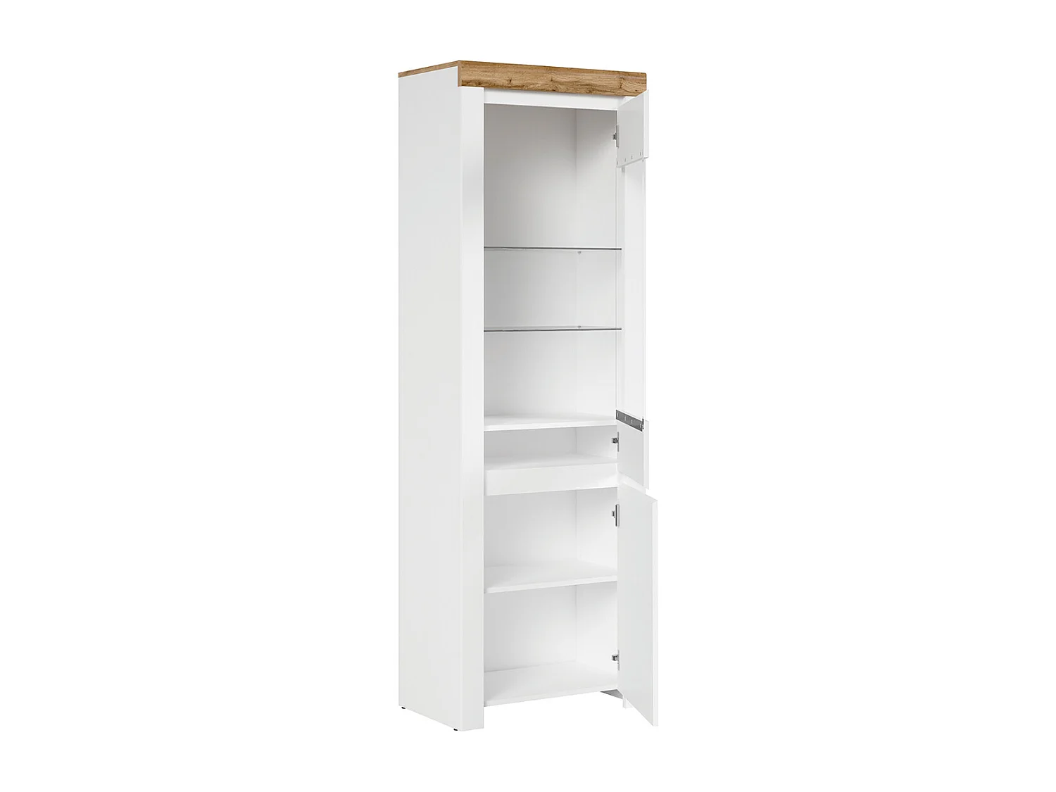 2-türige Vitrine Hella Weiß und Holz