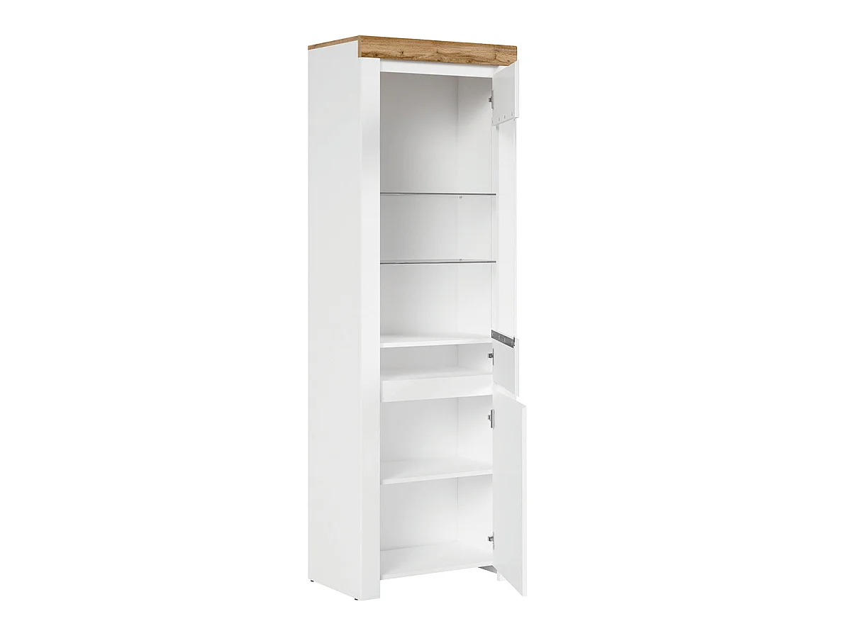 2-türige Vitrine Hella Weiß und Holz