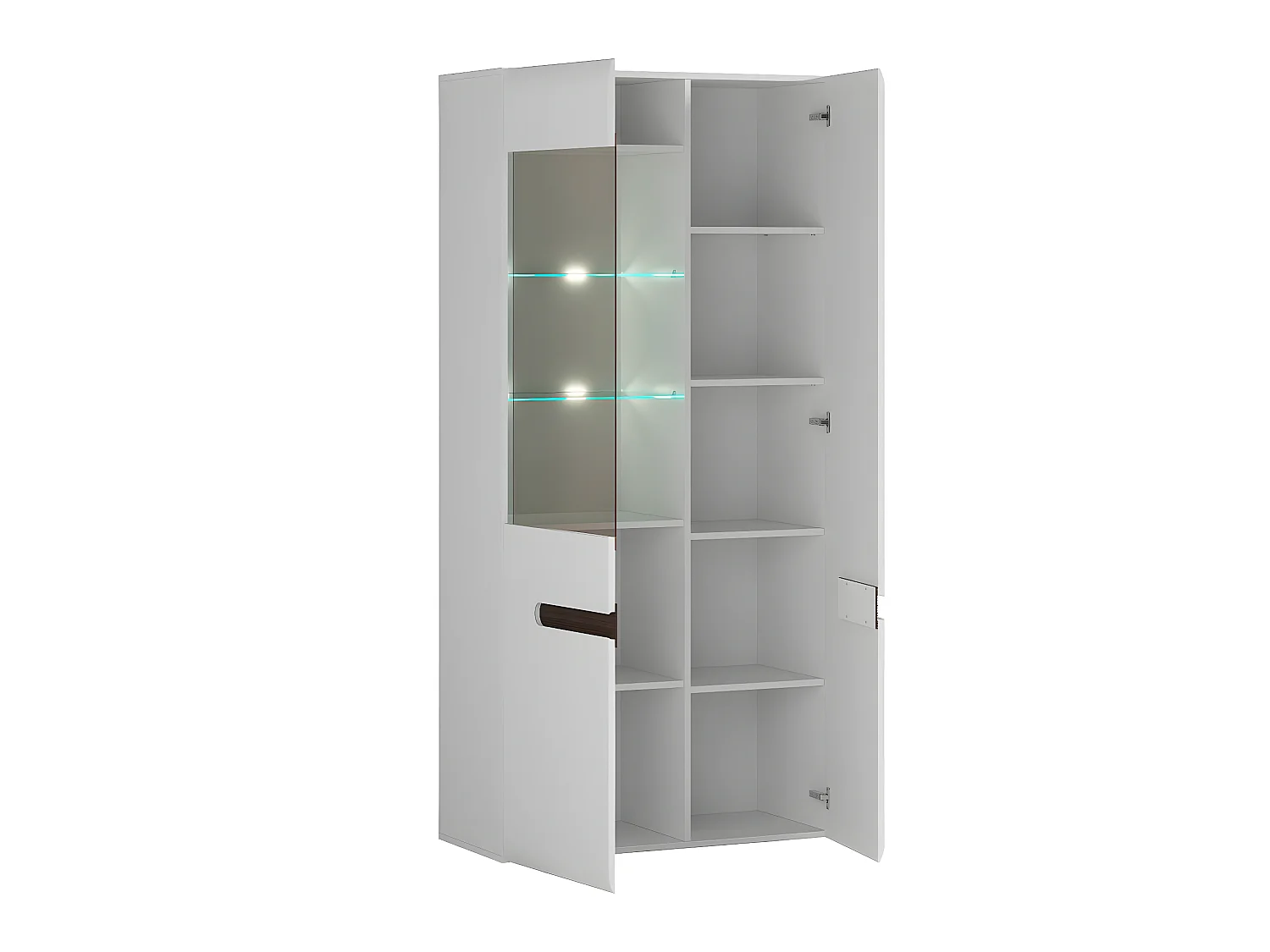 Vaisselier 2 portes avec LED Darrel Blanc laqué et Bois