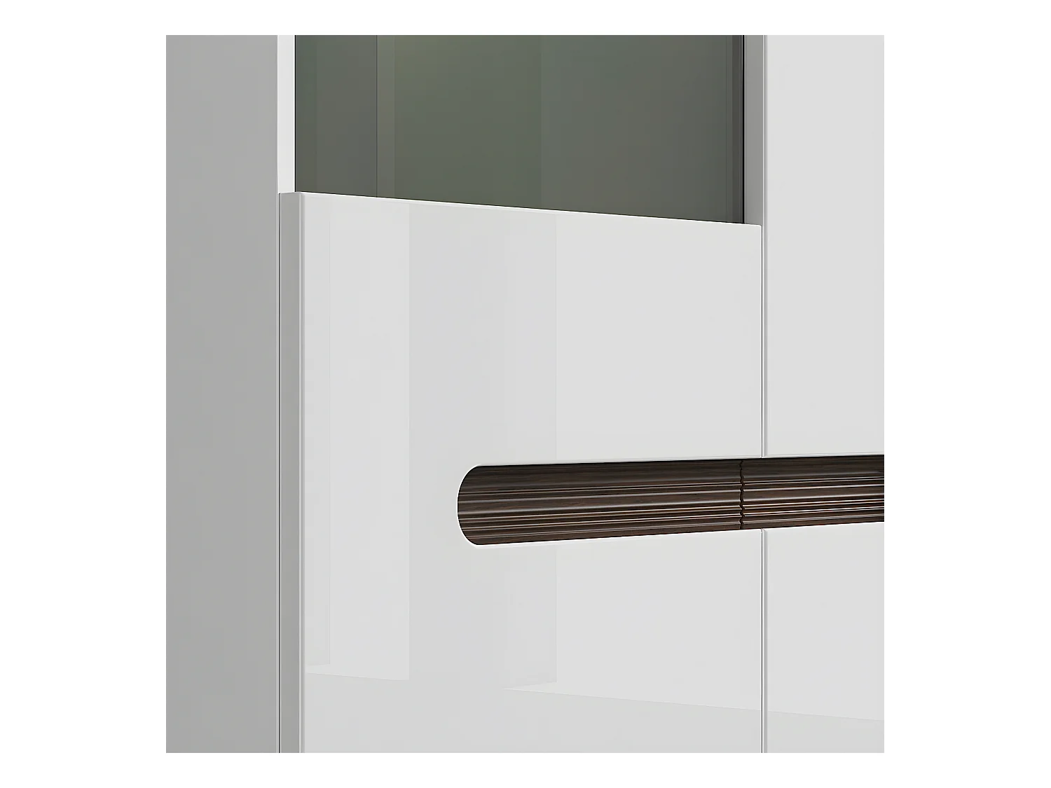 Vaisselier 2 portes avec LED Darrel Blanc laqué et Bois