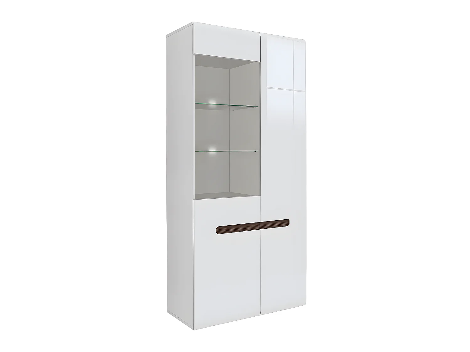 Vaisselier 2 portes avec LED Darrel Blanc laqué et Bois