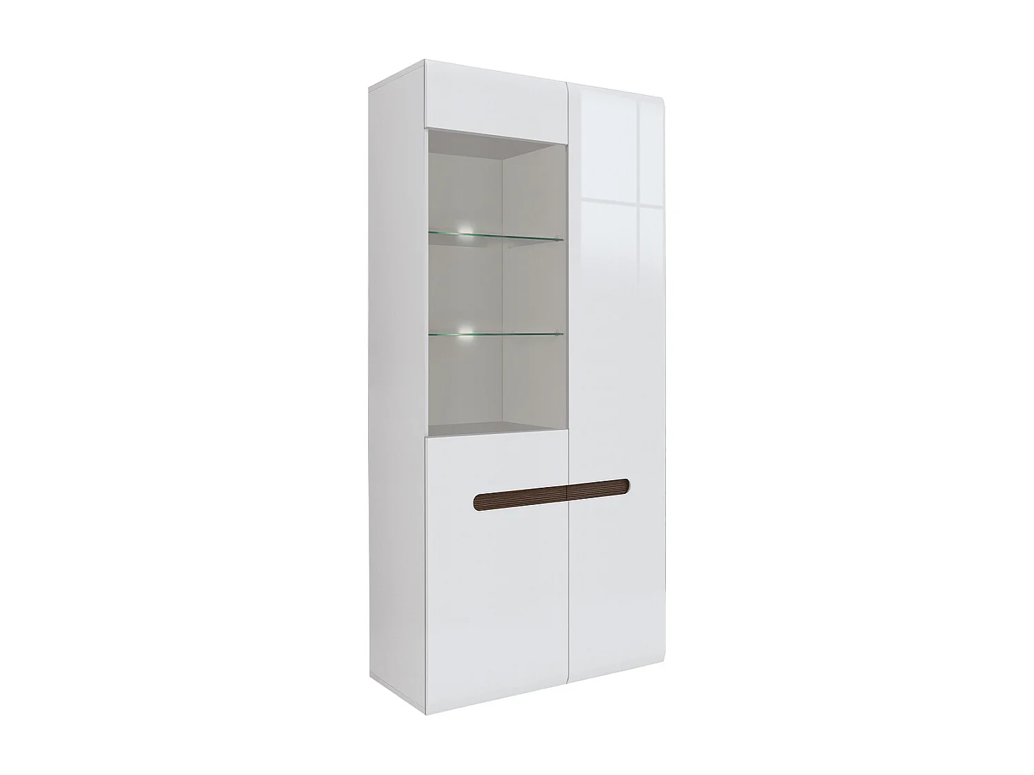 Vaisselier 2 portes avec LED Darrel Blanc laqué et Bois