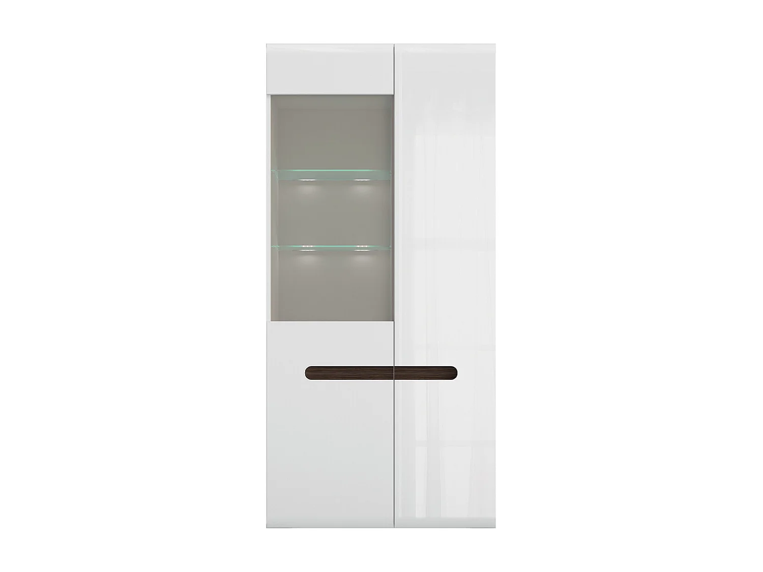 Vaisselier 2 portes avec LED Darrel Blanc laqué et Bois