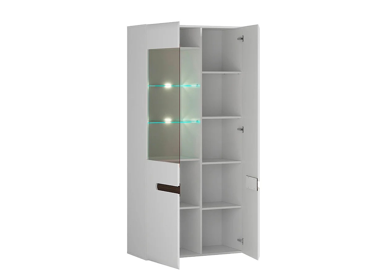 2-door dresser with LED Darrel White lacquer and Wood