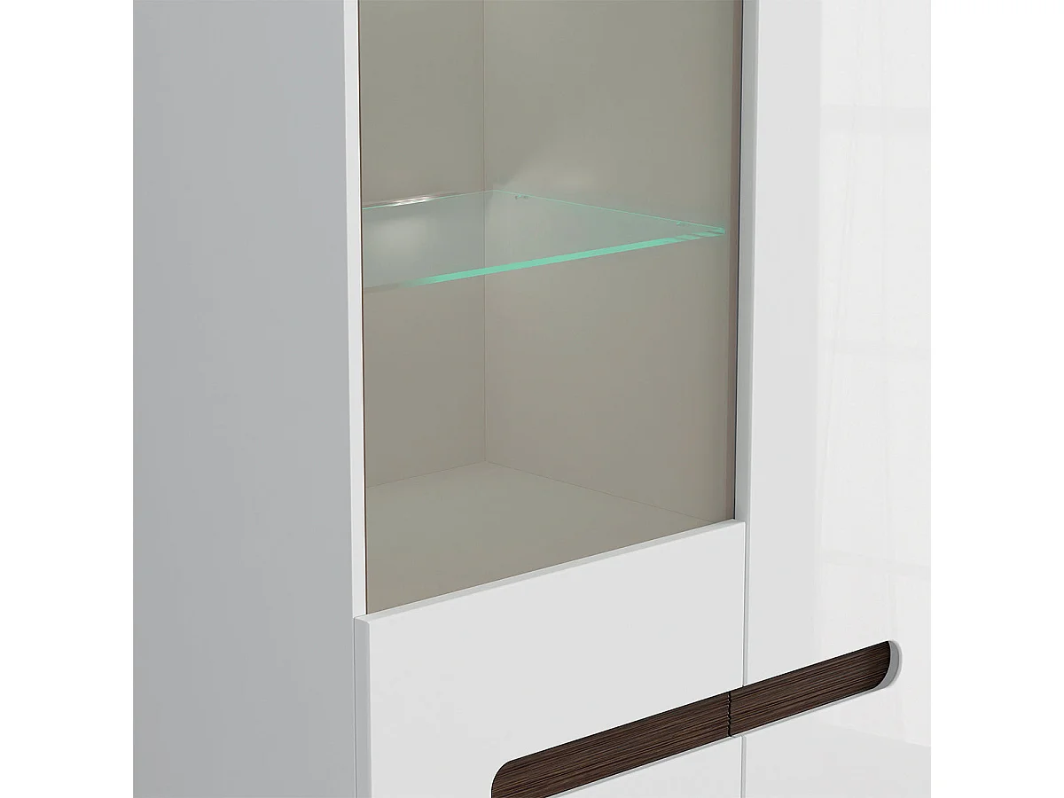 2-door dresser with LED Darrel White lacquer and Wood