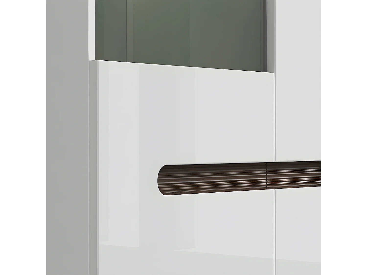 Vaisselier 2 portes avec LED Darrel Blanc laqué et Bois