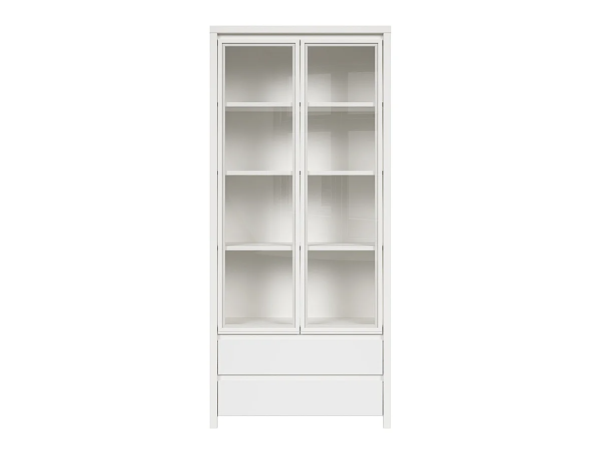 Armário de porcelana 2 portas 2 gavetas Soren branco mate 200,5cm