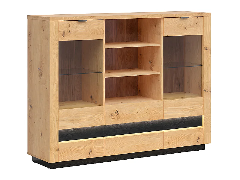 Credenza 2 ante 2 cassetti Glenn marrone e nero 123cm