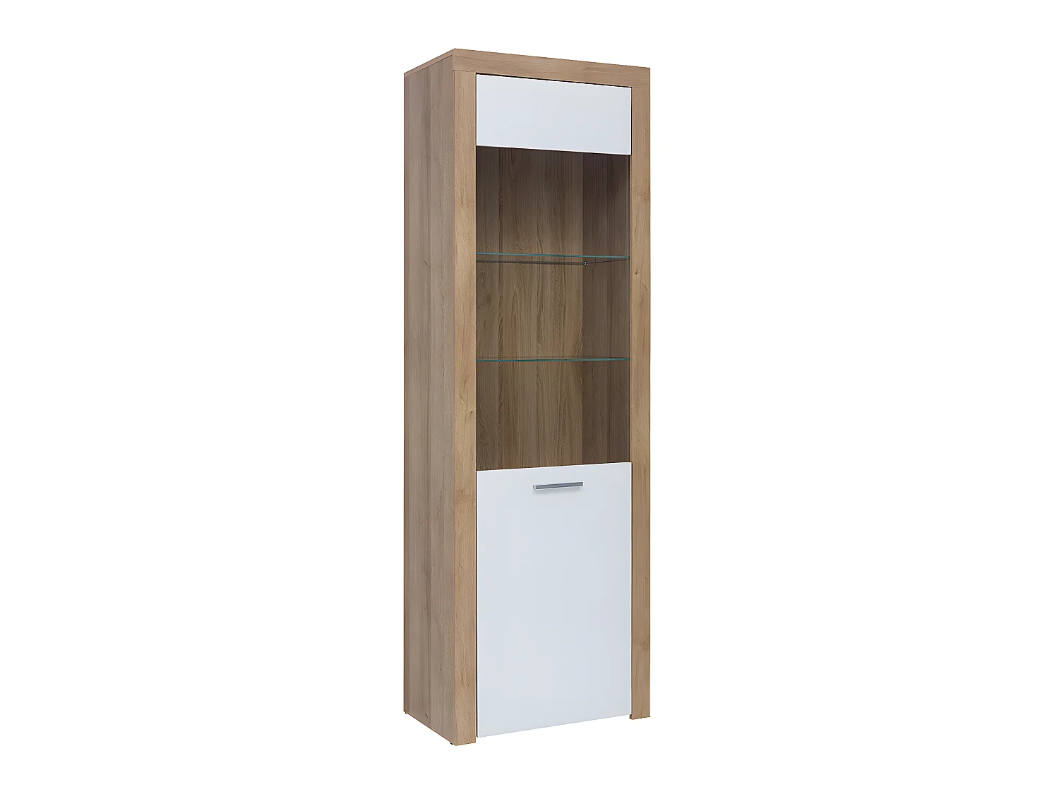 Nora Wit en Hout 1-deurs vitrinekast