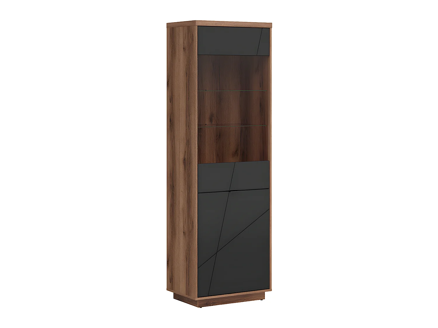 Sven Zwart en Hout 2-deurs vitrinekast