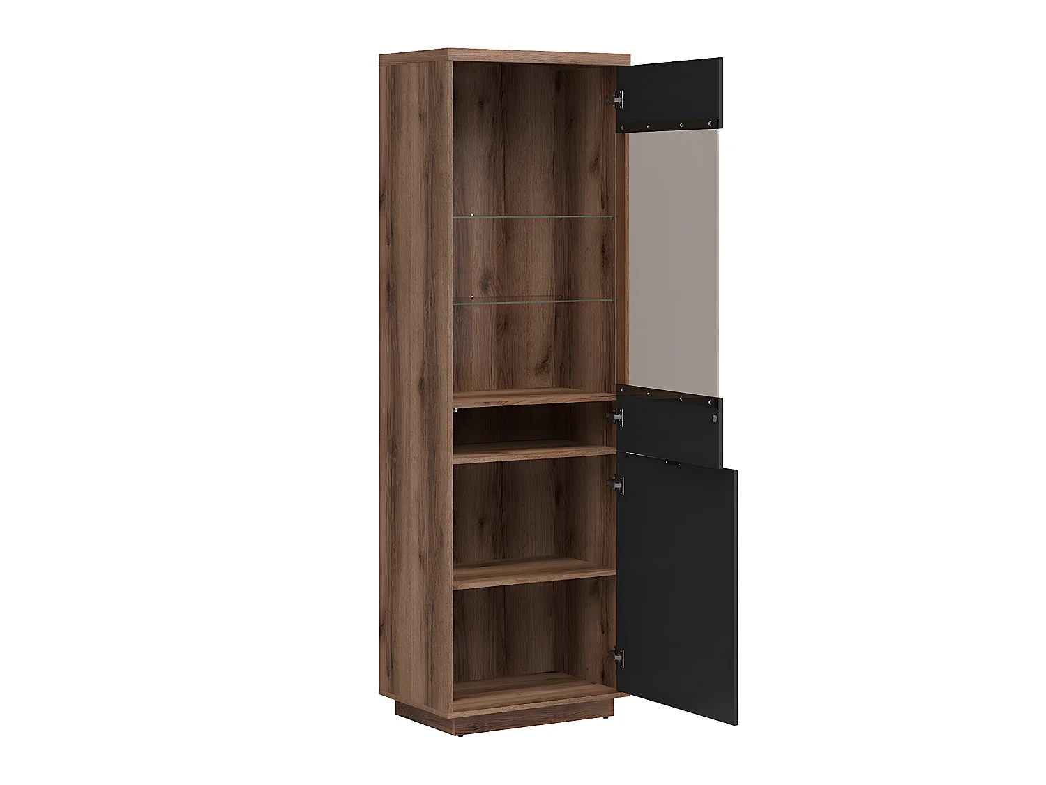 Sven Zwart en Hout 2-deurs vitrinekast