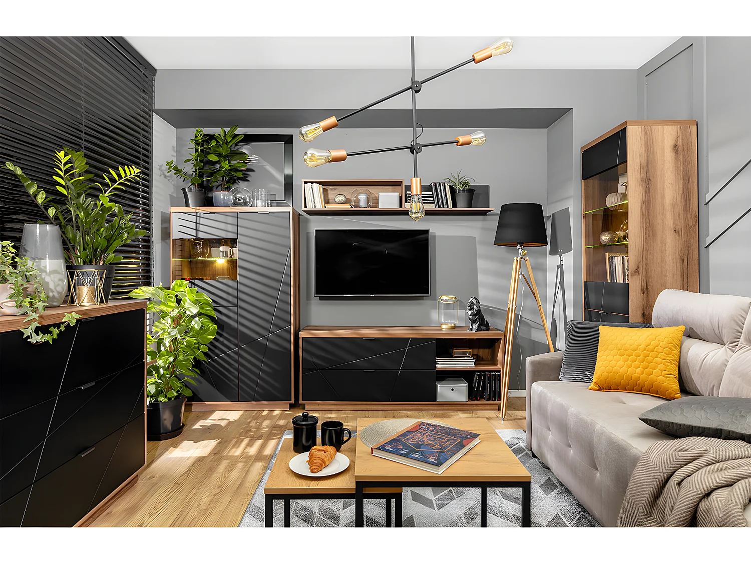 Sven Zwart en Hout 2-deurs vitrinekast