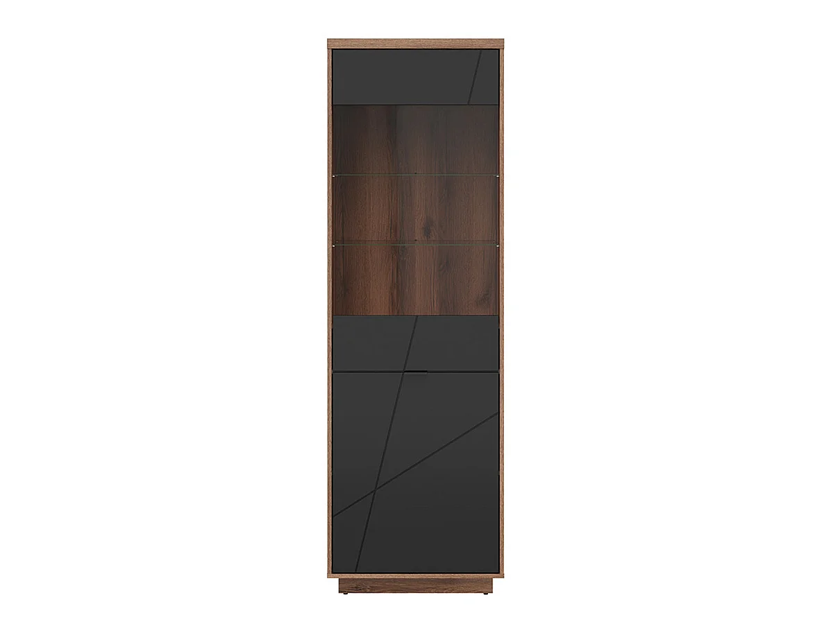 Vitrine 2 portes Sven Noir et Bois