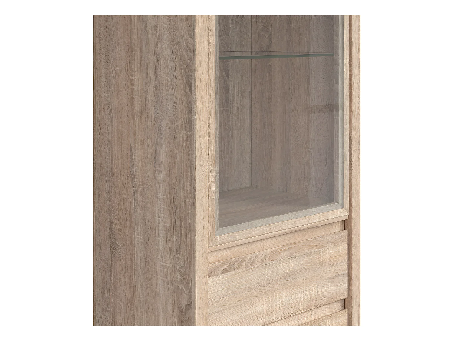 Vitrine 1 porte 2 tiroirs Soren Bois