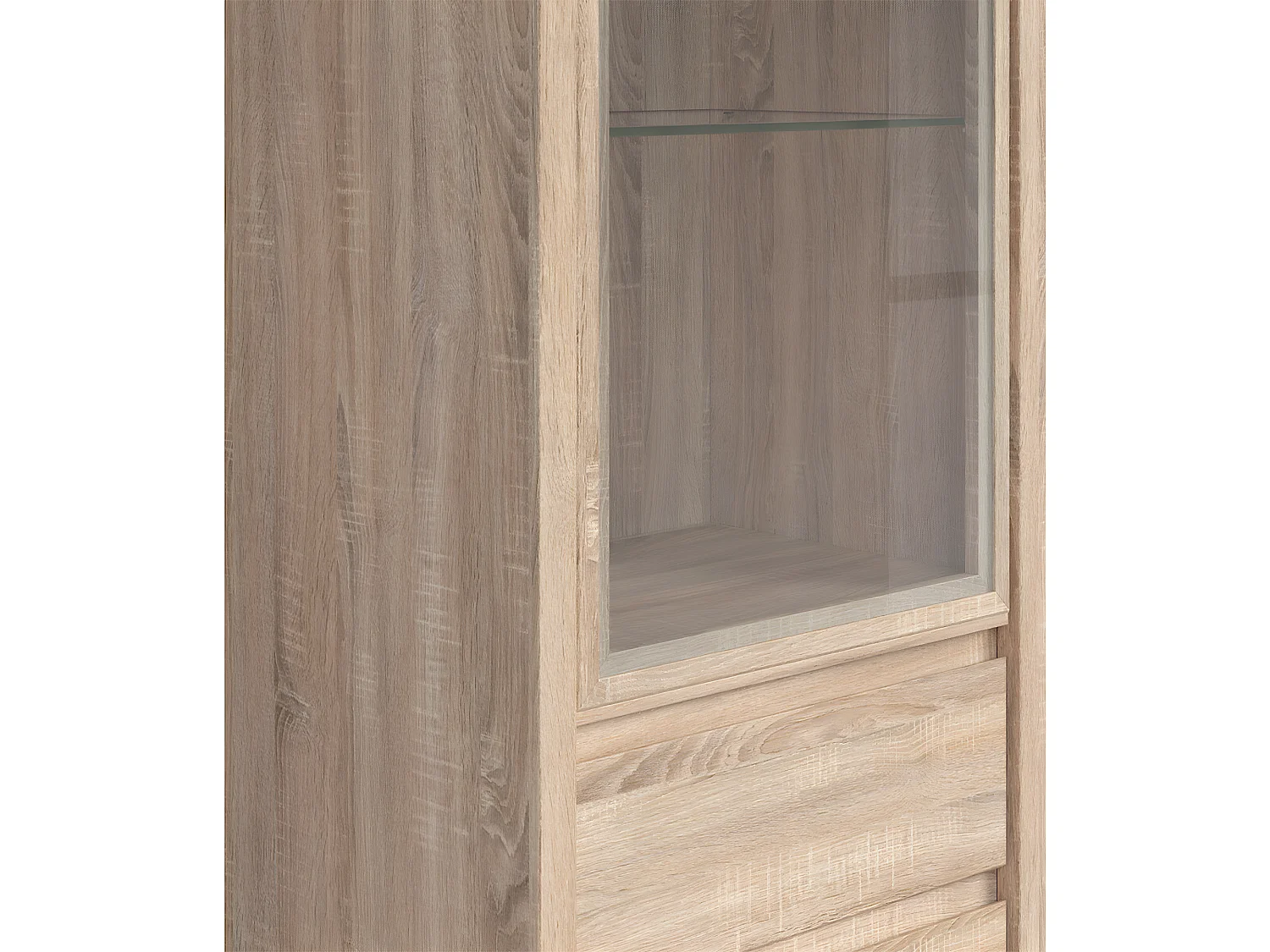 Vitrine 1 porte 2 tiroirs Soren Bois