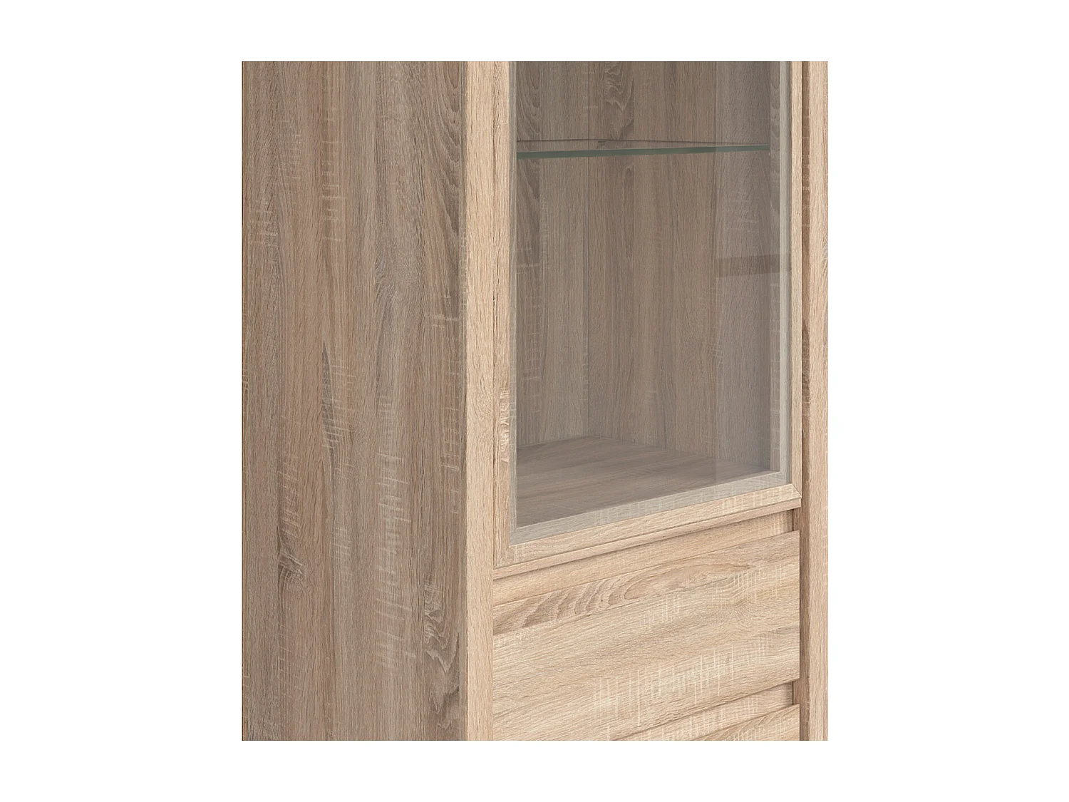 Soren Wood Armário expositor de 1 porta e 2 gavetas