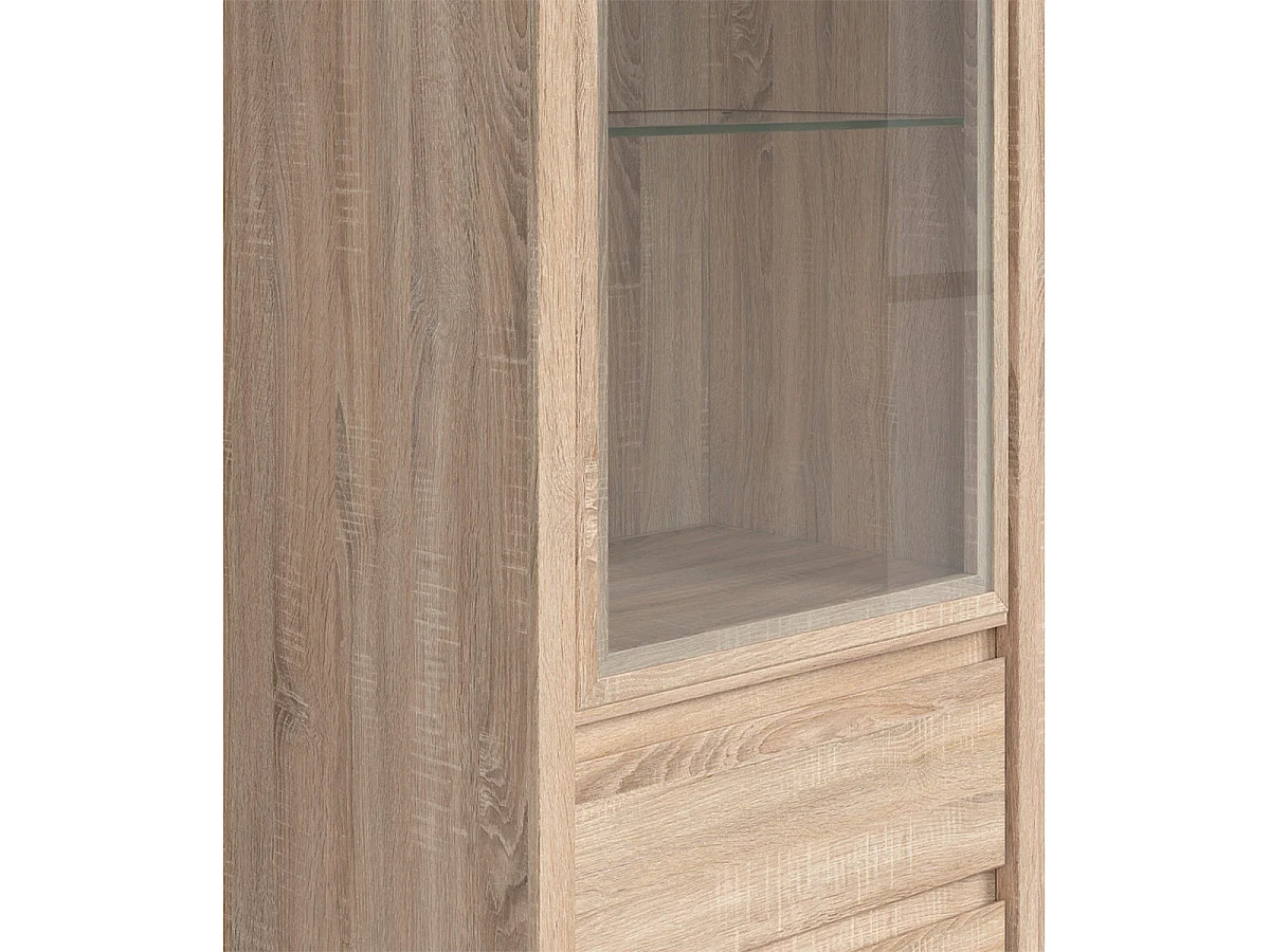 Vitrine 1 porte 2 tiroirs Soren Bois