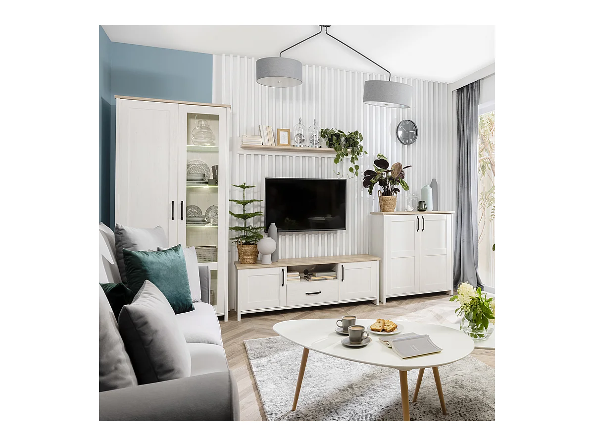 Vaisselier 2 portes Aksel Blanc et Bois