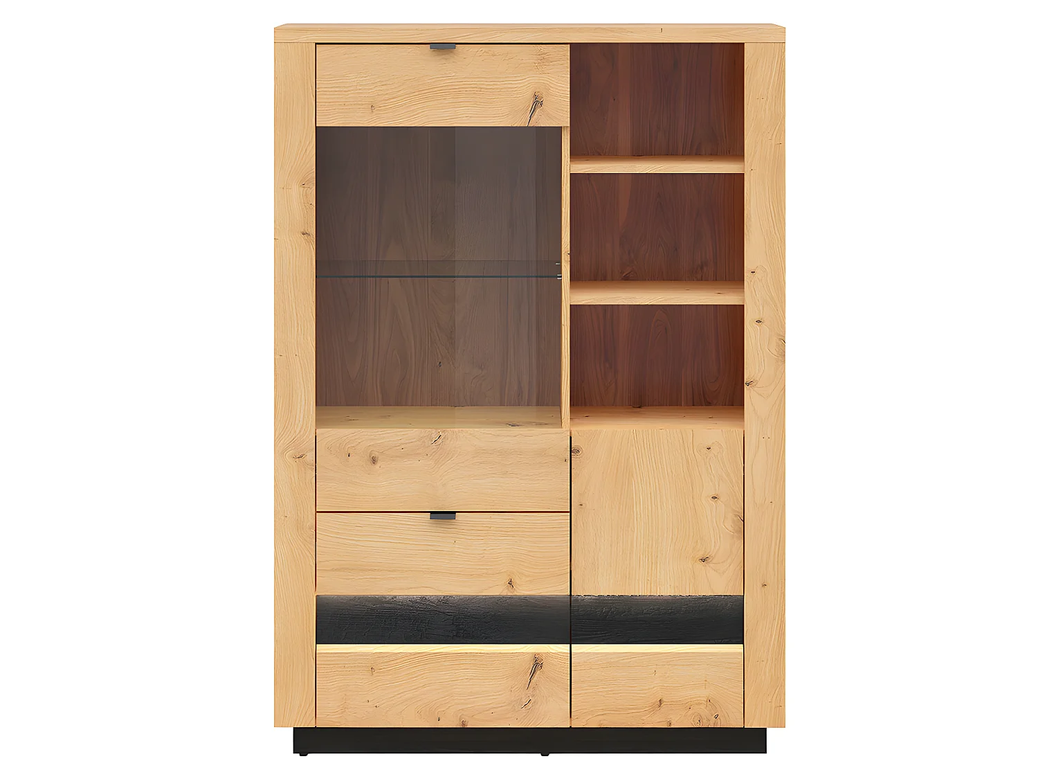 2 deurs 2 ladekast met LED Glenn Hout en Zwart