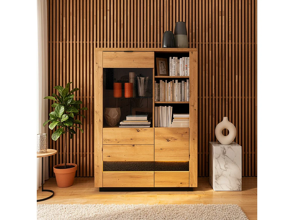 Credenza 2 ante 2 cassetti Glenn marrone e nero 143cm
