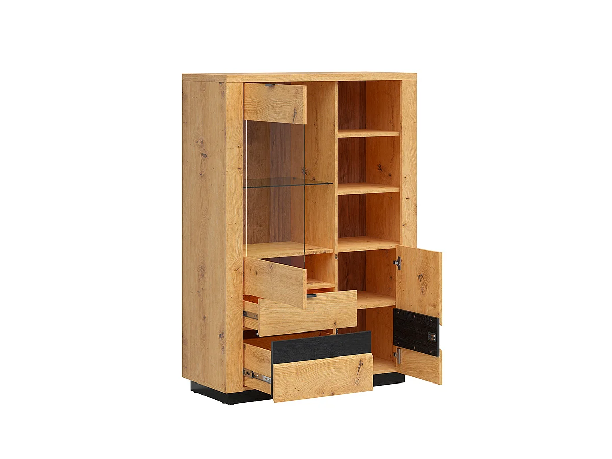 Credenza 2 ante 2 cassetti Glenn marrone e nero 143cm