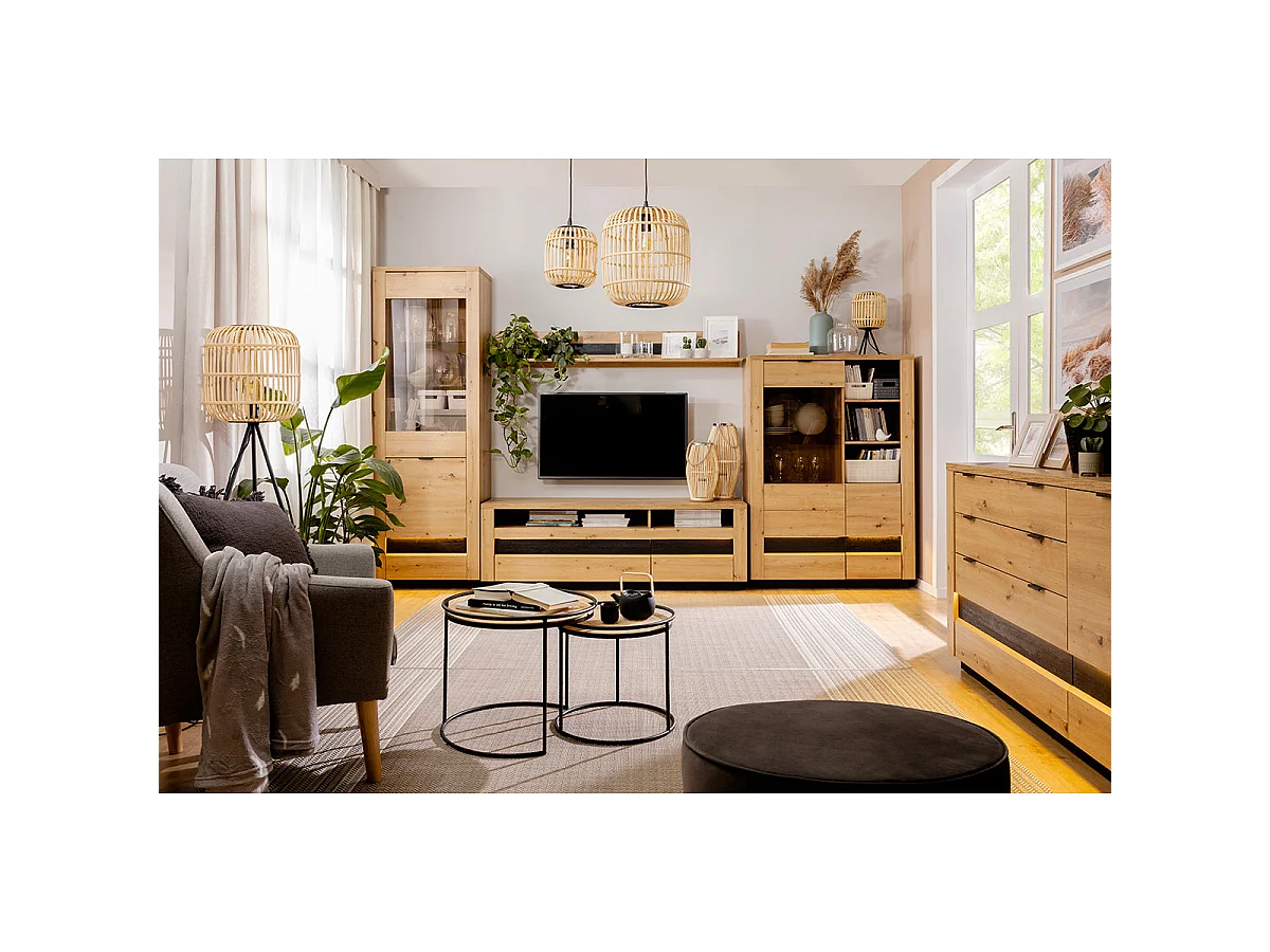 Credenza 2 ante 2 cassetti Glenn marrone e nero 143cm