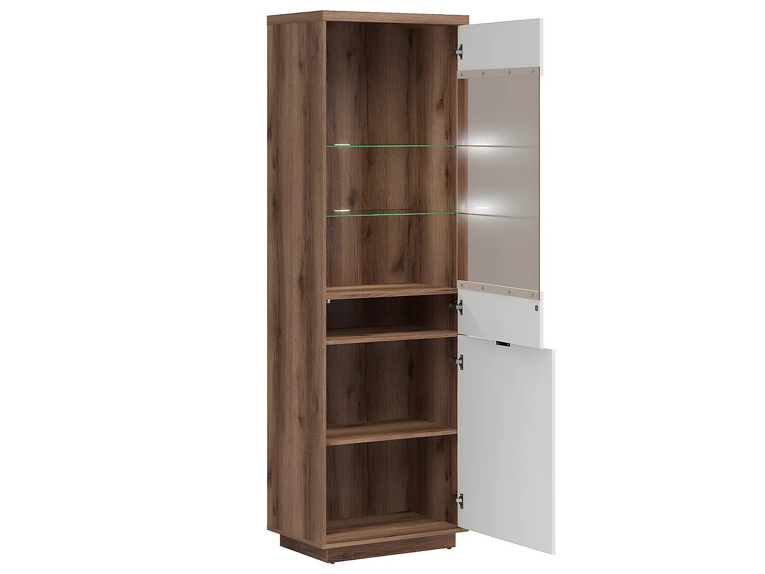 2-türige Vitrine Sven Weiß und Holz