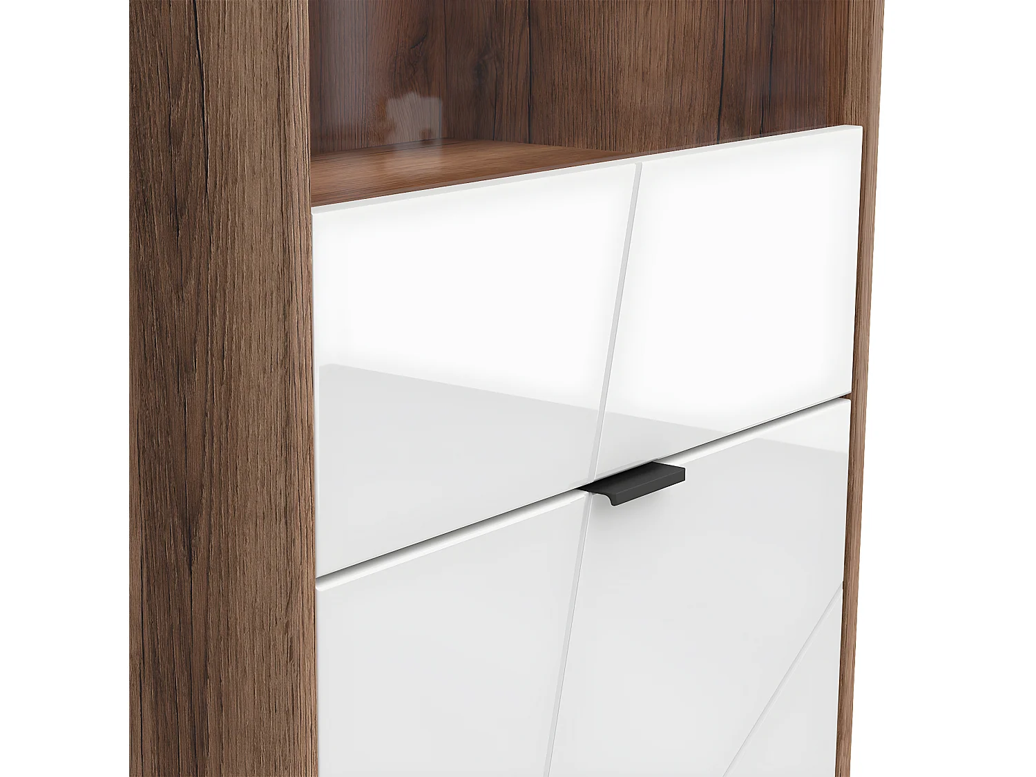 2-türige Vitrine Sven Weiß und Holz