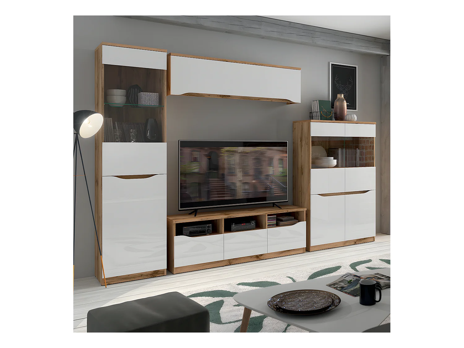 Vetrina a 1 anta June White and Wood