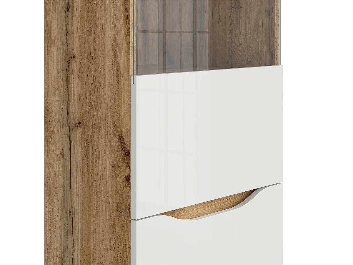 Vitrina de 1 porta June Branco e Madeira